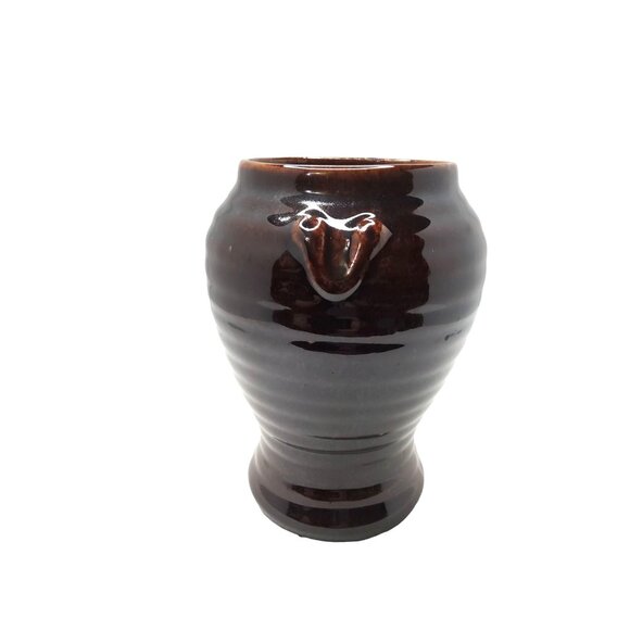 Vintage Brush Studio Earthenware Brown Glazed  Beehive Vase  6.5" H - Picture 6 of 12